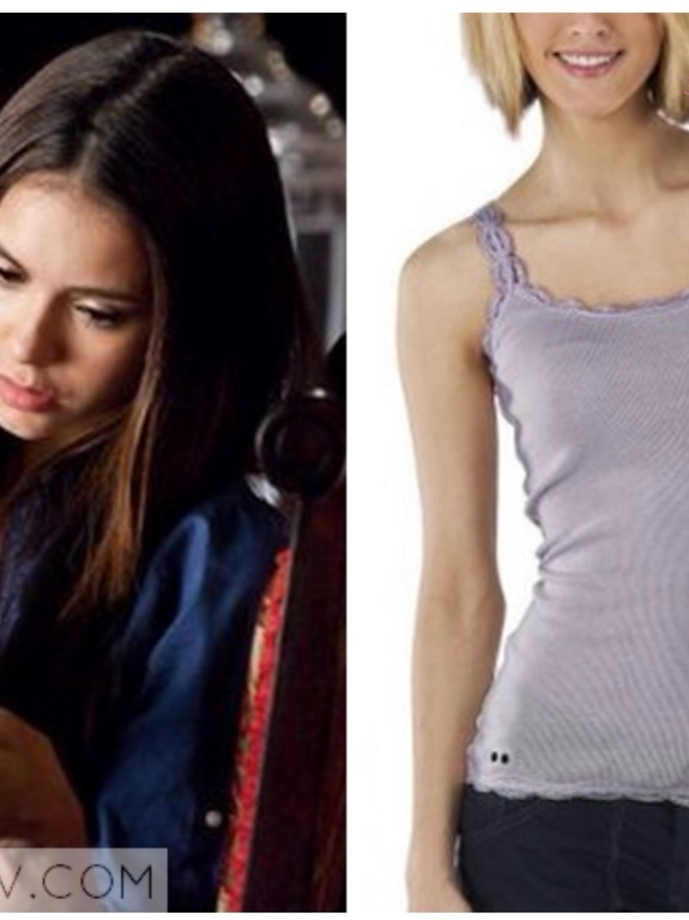 ASO Elena Gilbert Converse Rider Lace-Trim Ribbed Tank Top